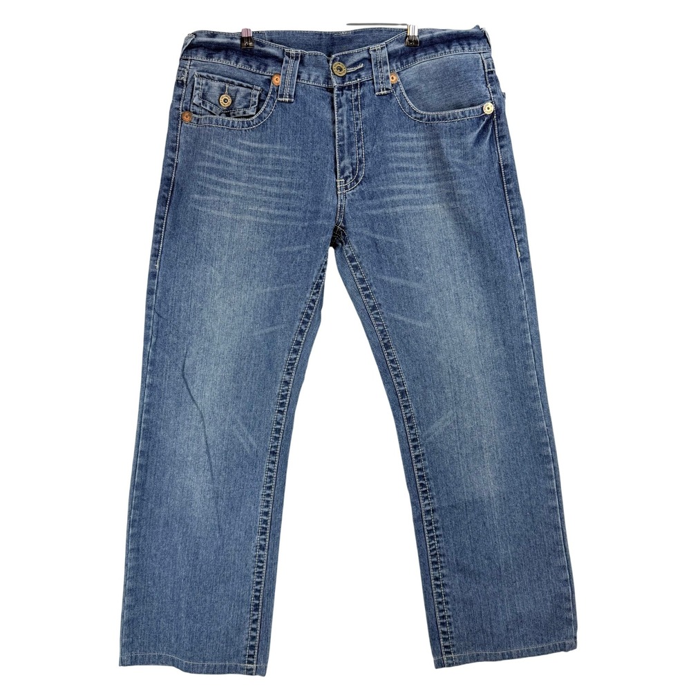 Hollywood The Jean People Mens 914 Slim Straight Cross Embroidered Blue Jeans